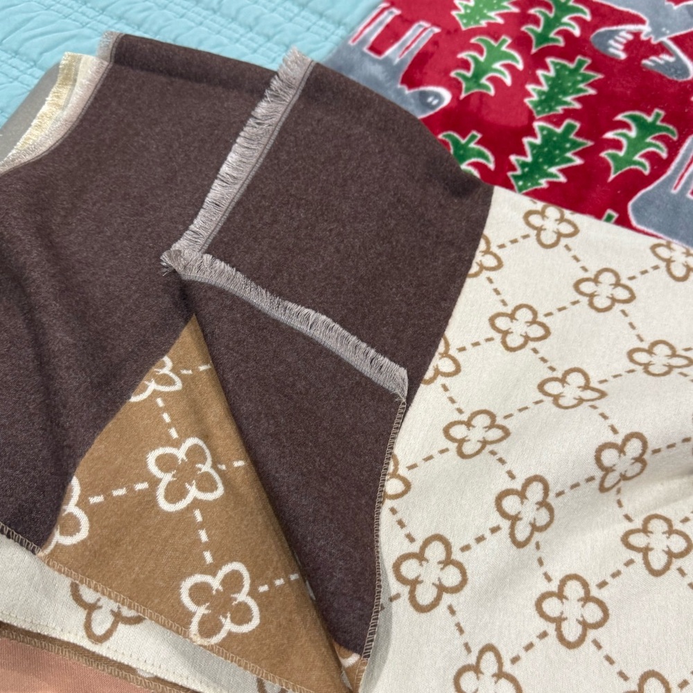 Brown and Cream Patterned Scarf